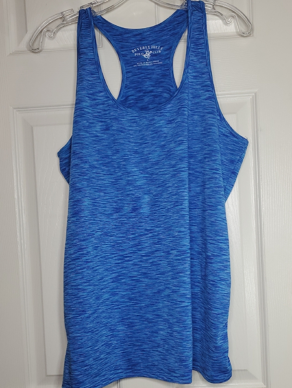 Beverly Hills Polo Club Blue Space Dye Racerback Tank Top Athletic Workout